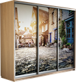 Шкаф-купе Трио 1800/2400/600 (Фотопечать Старый город) Ш205