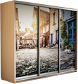 Шкаф-купе Трио 2400/2400/600 (Фотопечать Старый город) Ш221