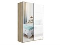 Шкаф-купе Прайм 1400/2300/570 Зеркало/Белое стекло 2368